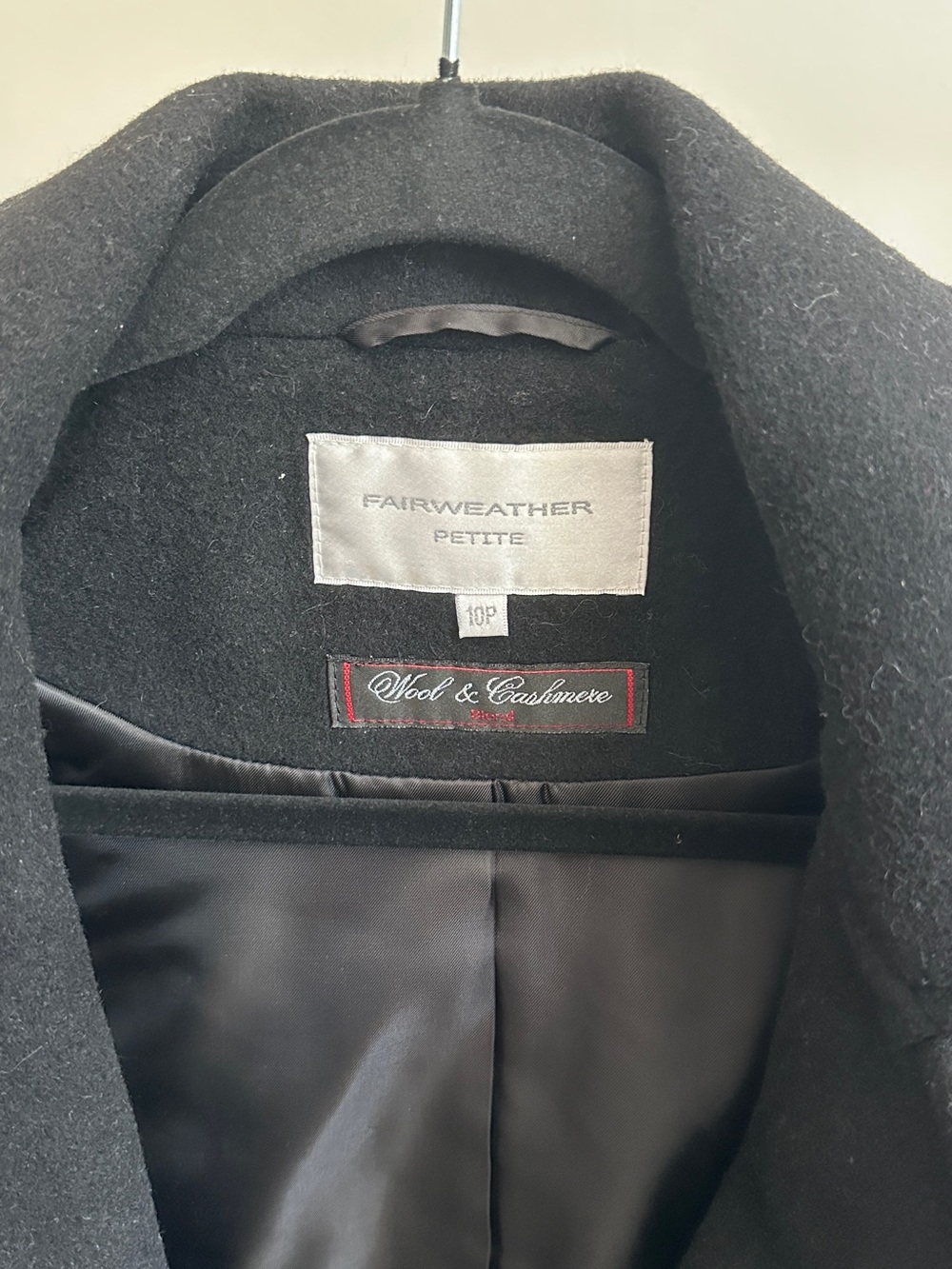 Vintage Black Wool Pea Coat | Fairweather - Tailored Three-Button Jacket Sz 10P - Picture 2 of 9